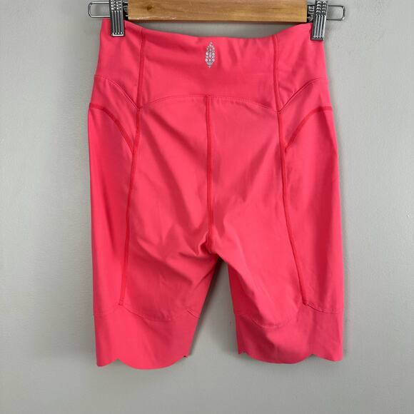 Free People FP Movement Coral Pink Petal Pusher Scalloped Biker Bike Shorts XS - Picture 3 of 11